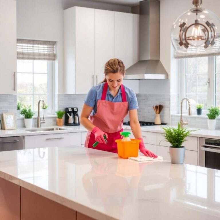 Spotless kitchen maintained with expert cleaning—trusted Olympia WA home and office services by Duster Dollies