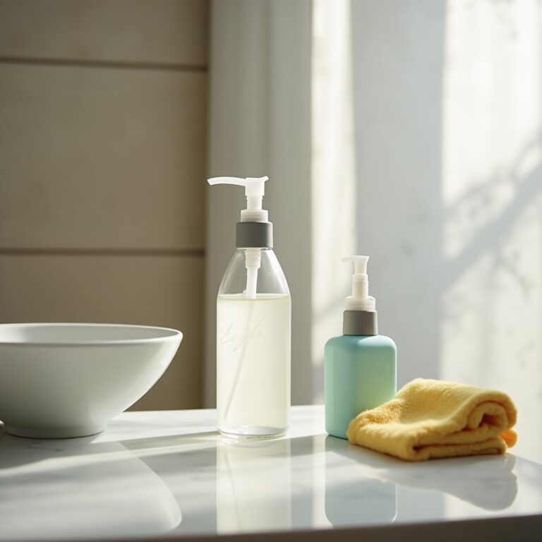 Aesthetic display of natural cleaning tools for mindful house cleaning